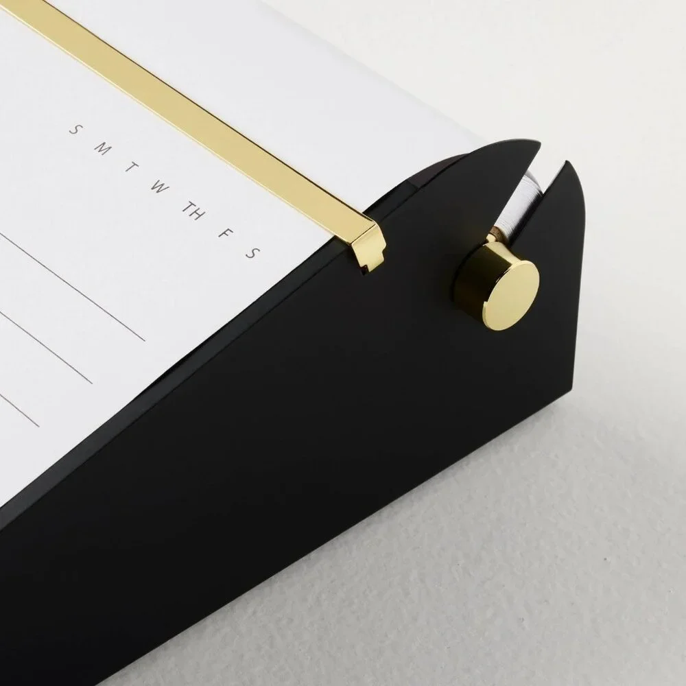 Hearth & Hand Black Metal & Brass Accented Desktop Paper Note Dispenser & Refill